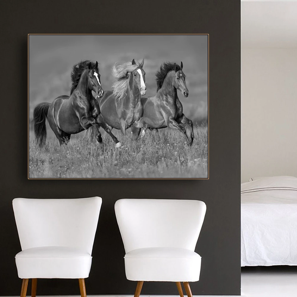 

Three Running Horses Canvas Art Animals Wall Art Poster Pictures For Living Room Home Decor Cuadros Wall Canvas Print Paintings