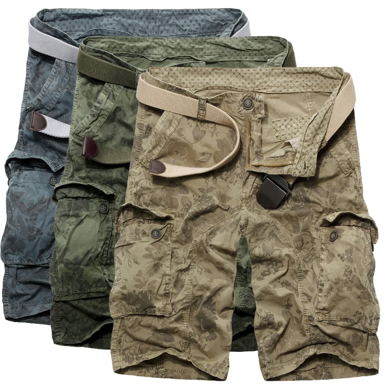LANBAOSI 2018 мужские повседневные шорты из хлопка с цветочным принтом Карго короткие