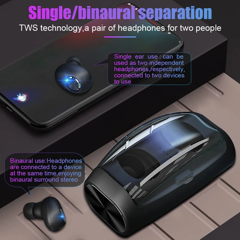 TWS V6 настоящие беспроводные наушники Bluetooth 5 0 жизнь Водонепроницаемая стерео