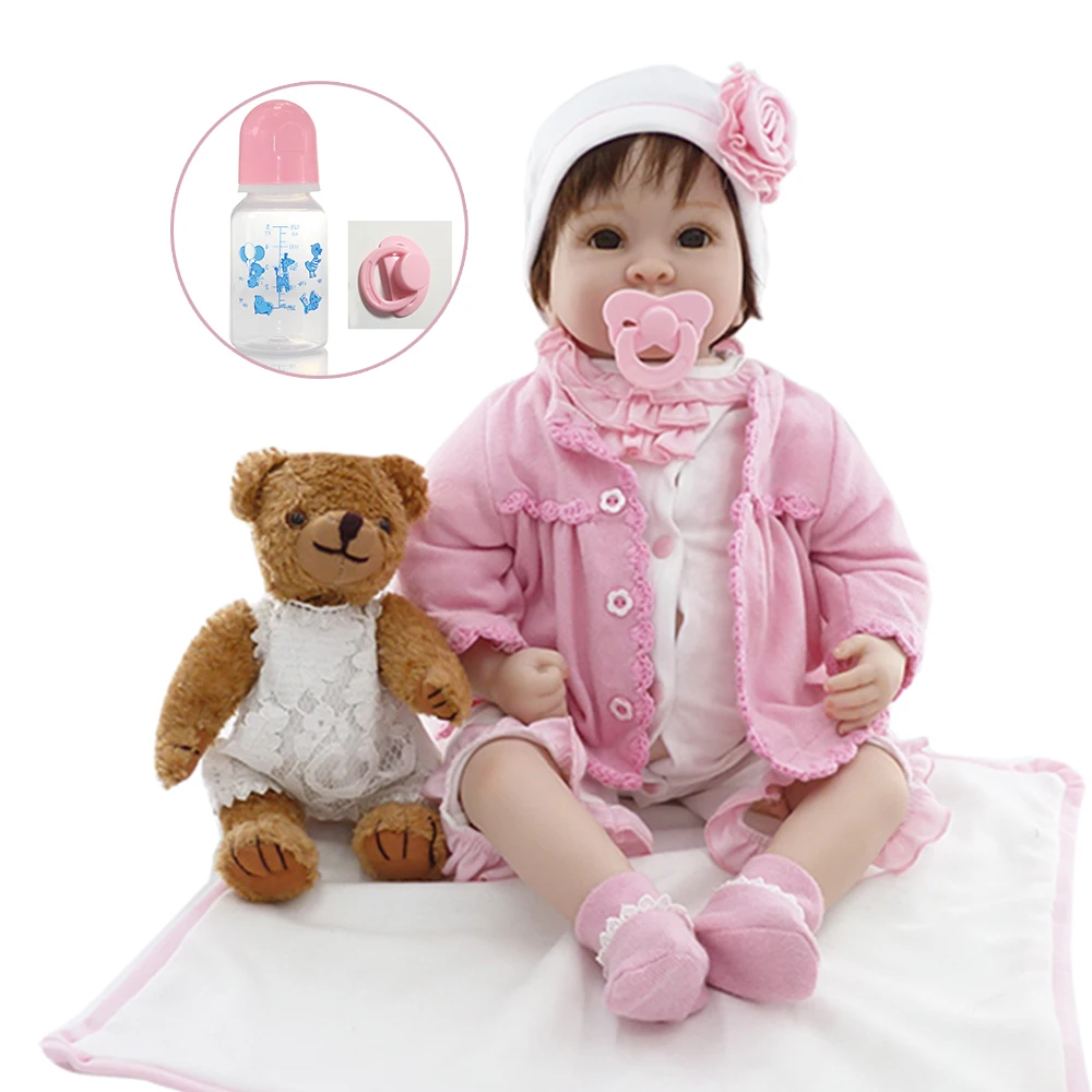 

22 "Кукла младенца с медвежонком хлопок тело силиконовый винил восхитительный реалистичный ребенок Bonecas девочка ребенок Bebe Reborn куклы Коллек...