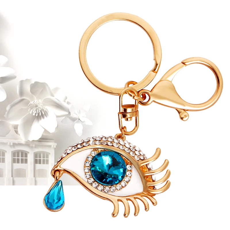 Брелок для ключей MINHIN с подвеской золотого цвета синими кристаллами|bag pendant|key chain