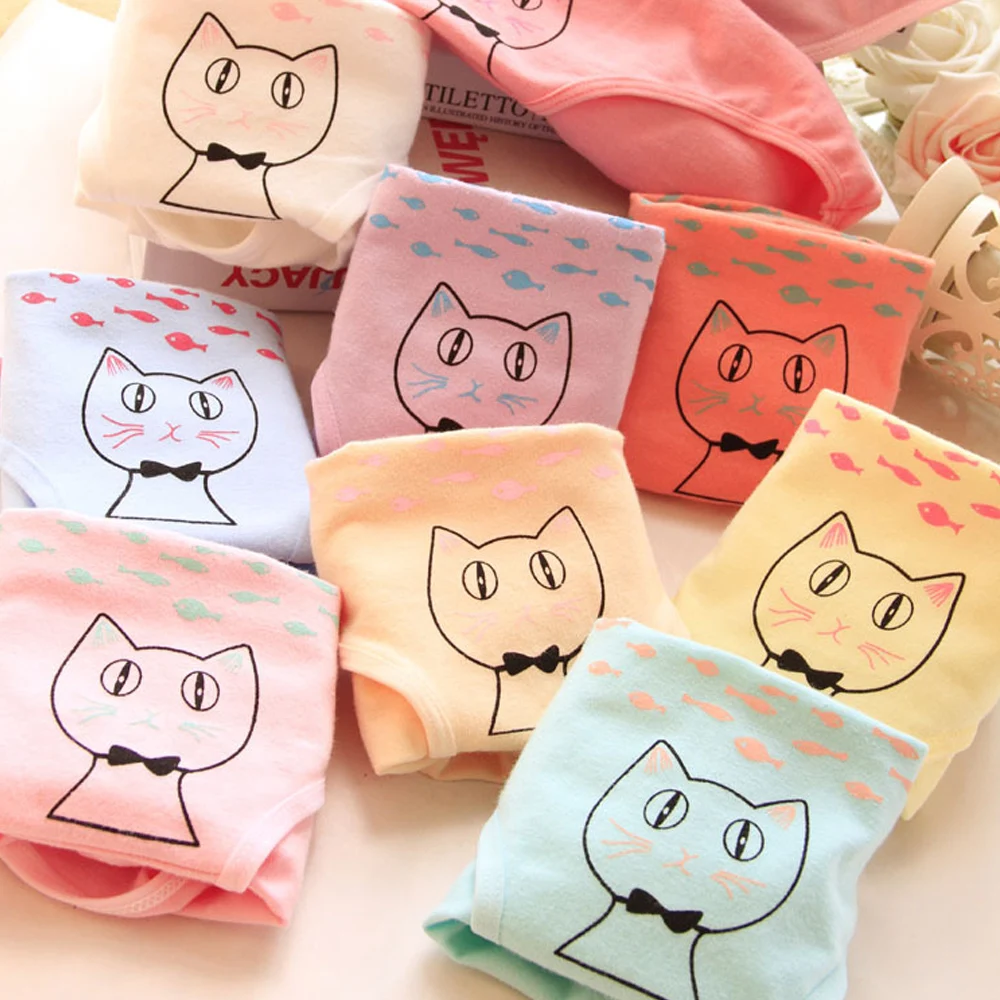 Новая мода 4 шт./лот яркие цвета трусики для девочек мультяшное повседневное