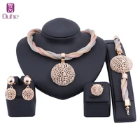 fashion dubai gold colorful necklace bracelet bridal crystal jewelry sets for woman earrings ring party gifts accessories