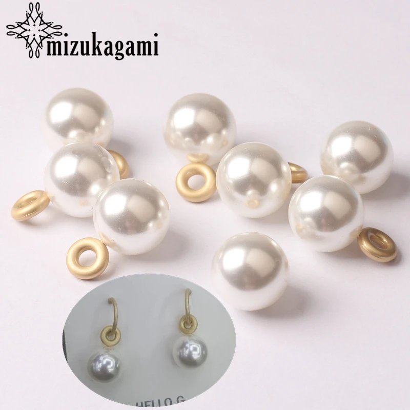 Imitation Pearl Crimp End Beads Round Charms Pendant 17mm 6pcs/lot For DIY Drop Earrings Jewelry Making Findings Accessories | Украшения и
