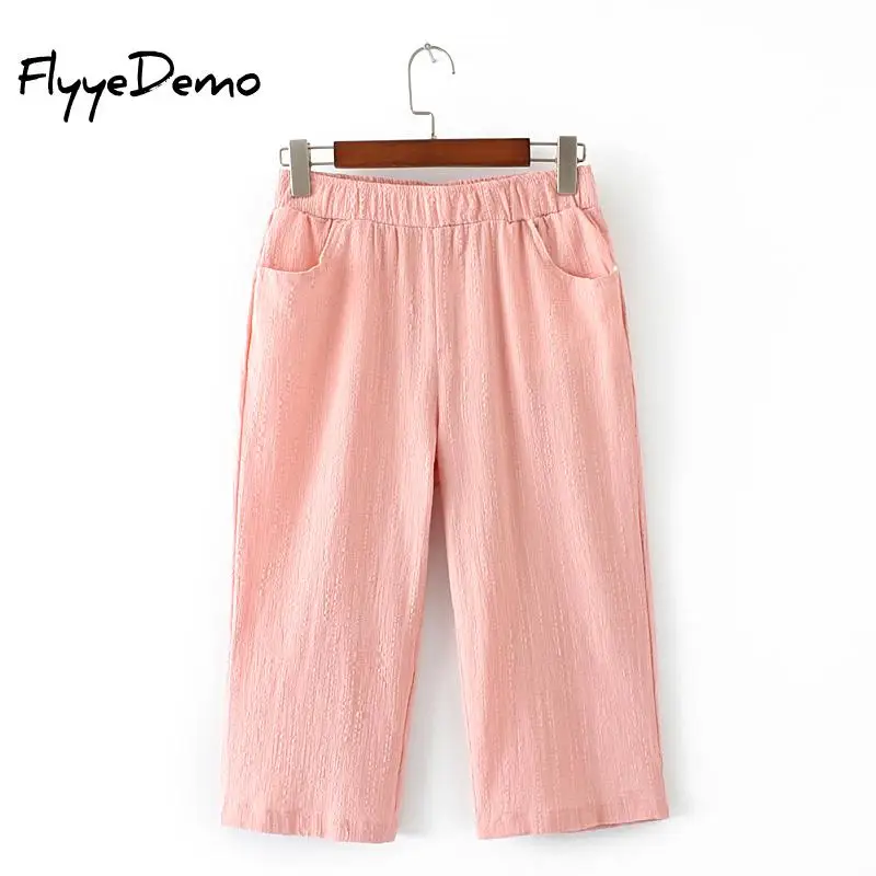 2020 Summer Autumn New Linen Pants Women Calf Length Harem Casual Elastic Waist Capris Trousers Plus Size XL - 4XL | Женская одежда