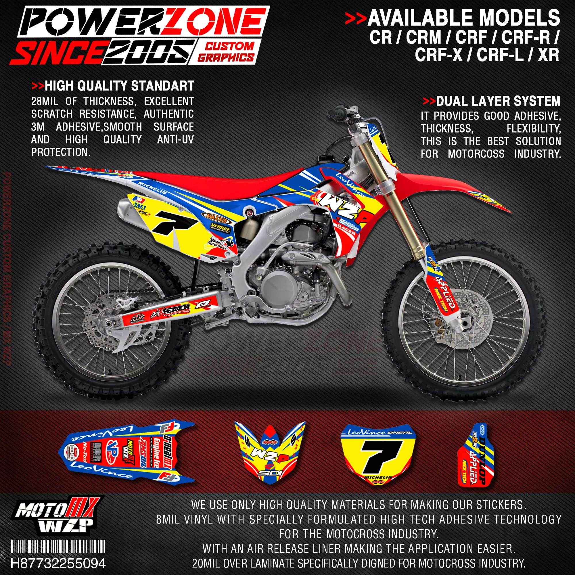 Персонализированные графические фоны PowerZone Team наклейки 3M Набор наклеек для HONDA