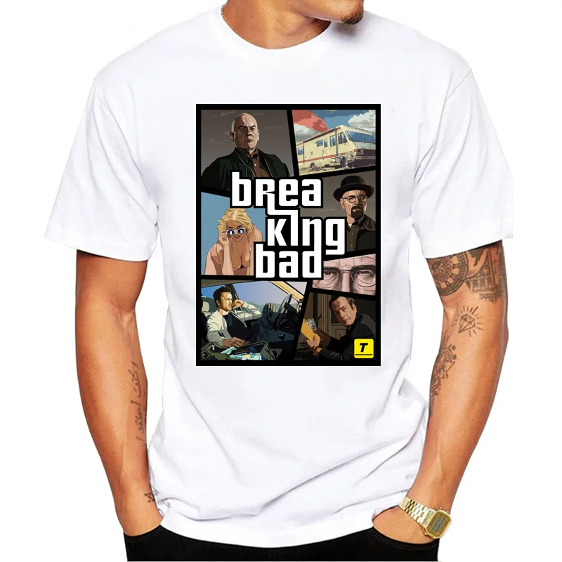 Новая модная мужская футболка Breaking Bad Gta V с коротким рукавом повседневные смешные