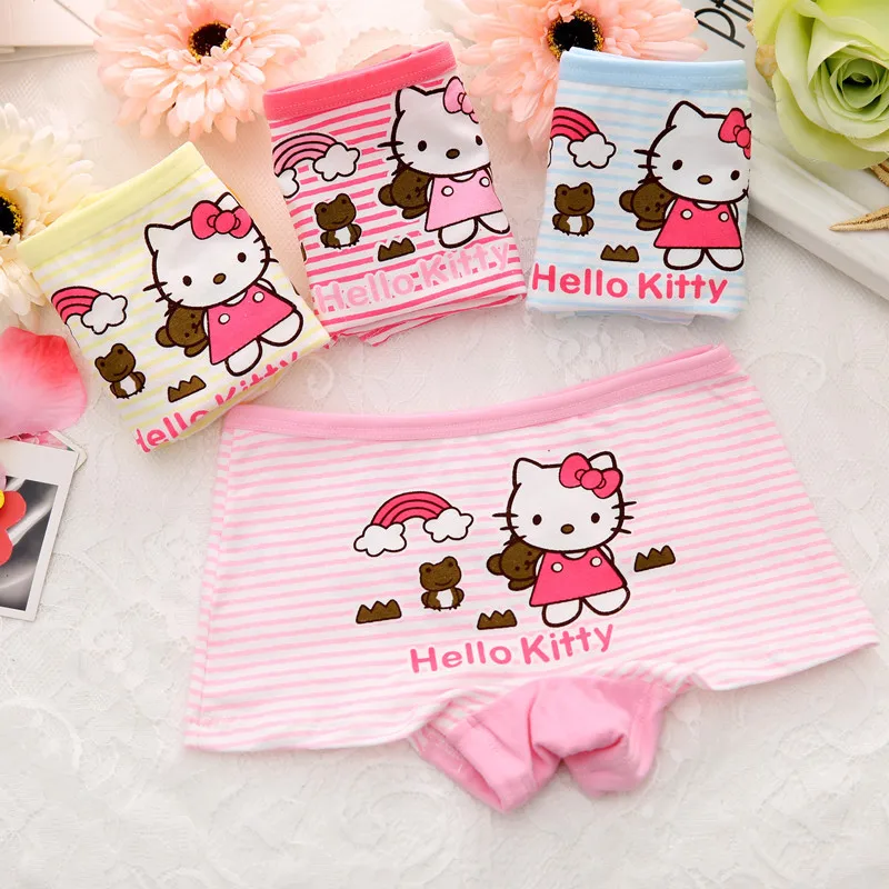 4 штуки в партии детские трусики рисунок Hello Kitty под брюки семейные трусы их хлопка