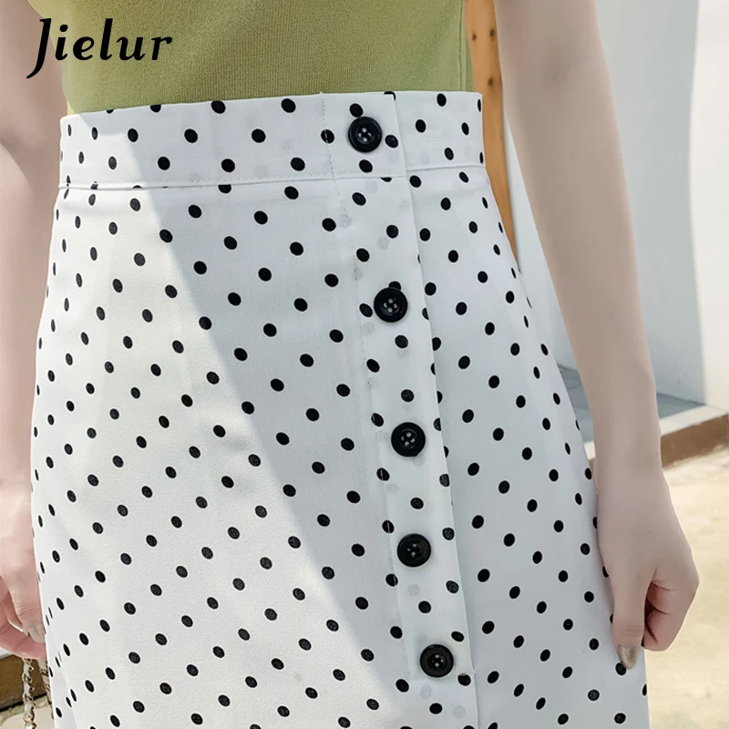 Jielur шифоновые юбки в горох Женские винтажные элегантные женские летние с высокой