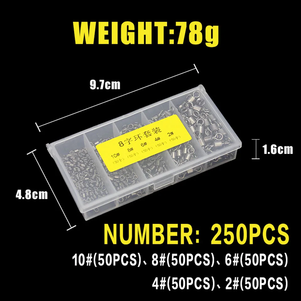 WALK FISH 250 шт./лот рыболовные Вертлюги 2 #4 #6 #8 #10 # вертлюжный коннектор для рыболовных