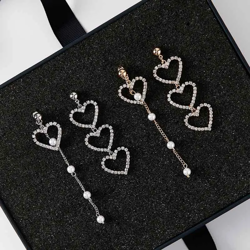 1 Pair Women Lady Girl Earrings Ear Stud Drop Pendant Heart Shape Rhinestone Jewelry M8694 | Украшения и аксессуары