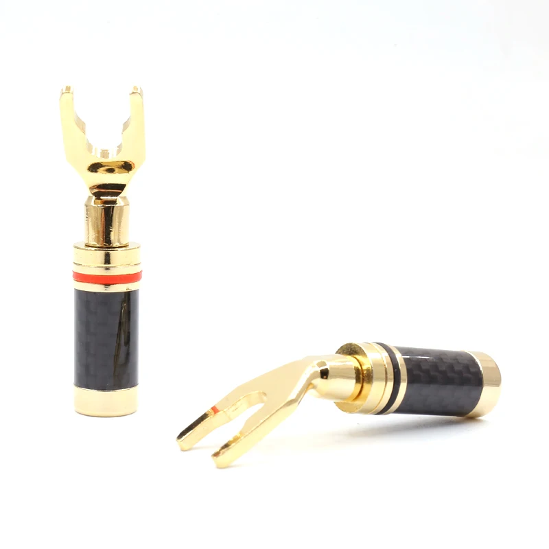 

24K Gold Plated Spade Plug Speaker Cable Wire Connector audio cable plug