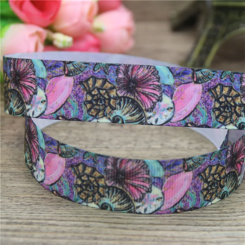 DUWES 50 ярдов Морская раковина для рыбы Печатный grosgrain ленточный аксессуар бант