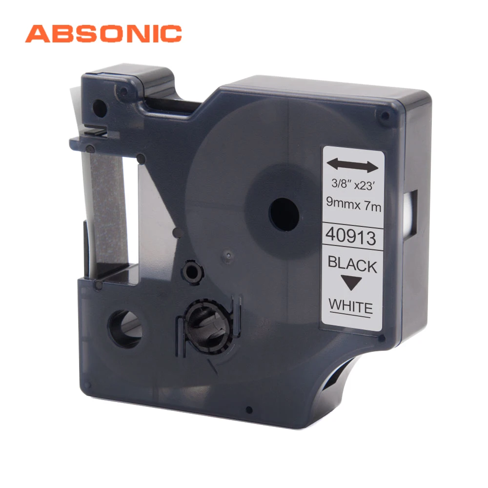 Absoonic 9 мм черный на белом Dymo D1 40913 S0720680 Ленточные кассеты совместимы с 160 210D 280 360D 420P