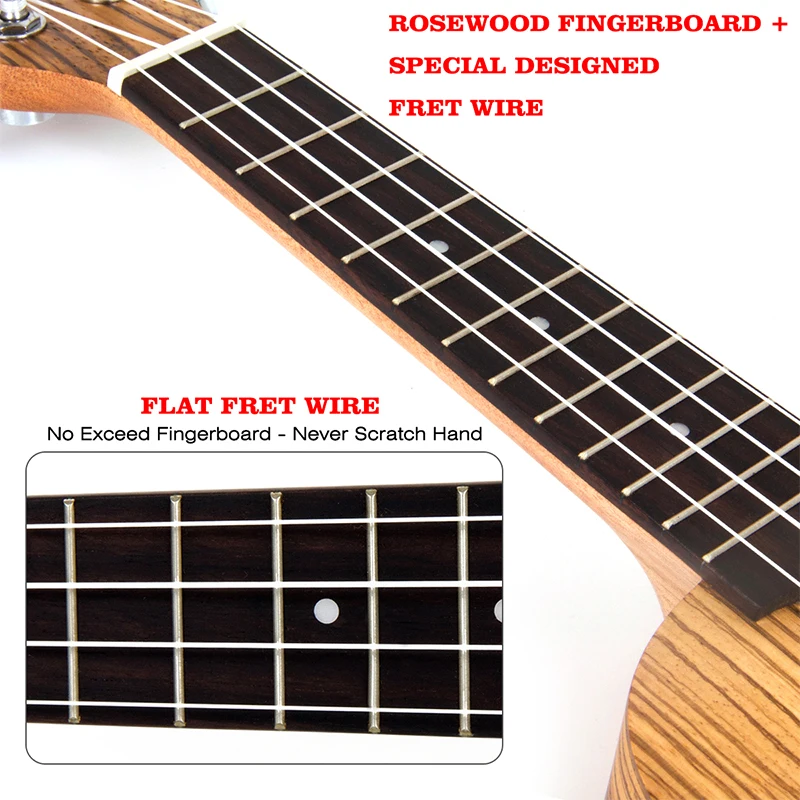 Укулеле Kmise сопрано 21 дюйм Zebrawood Uke 4 струны Гавайская гитара музыкальные