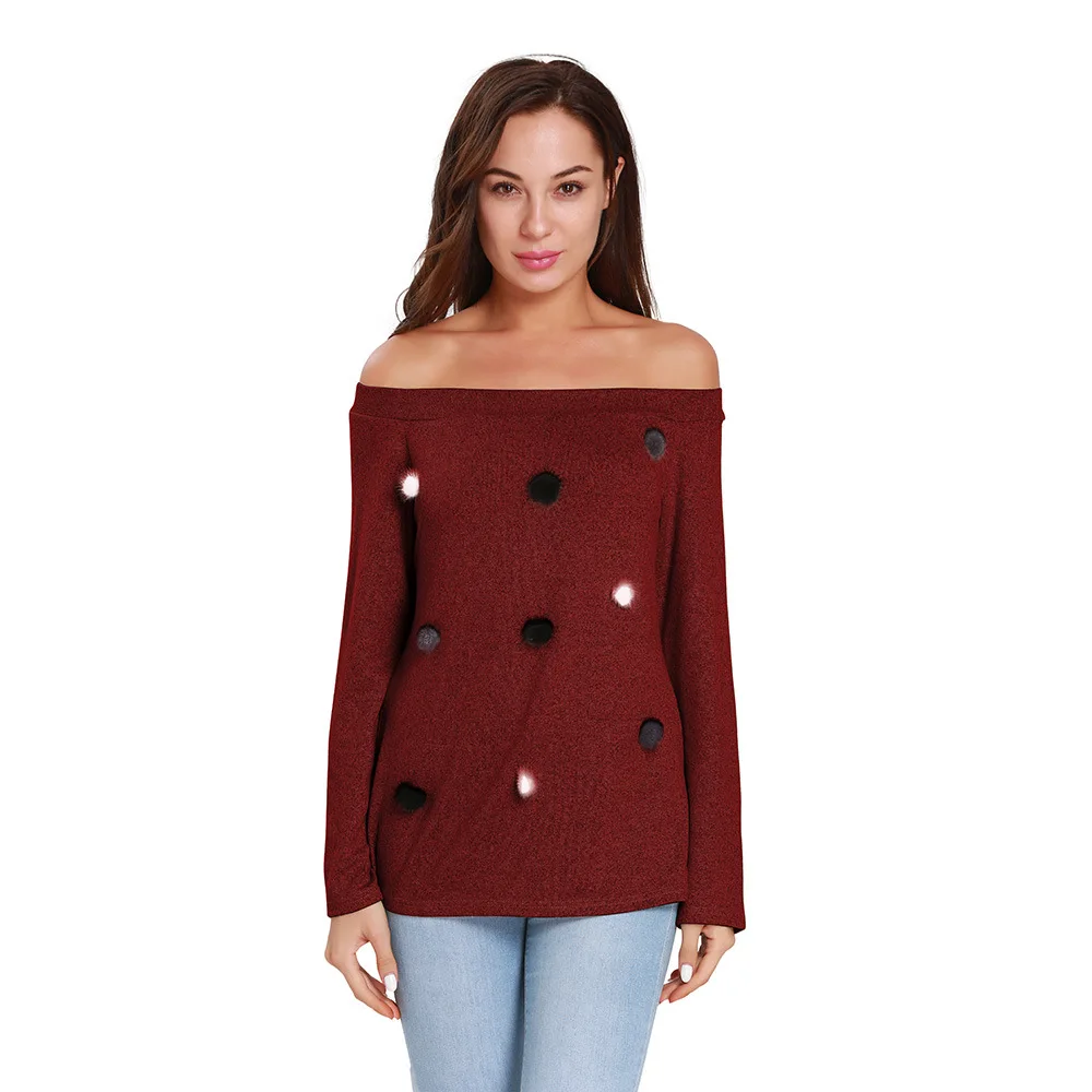 Julyee/осенний пуловер с вырезом лодочкой вязаные топы для женщин тонкие однотонные