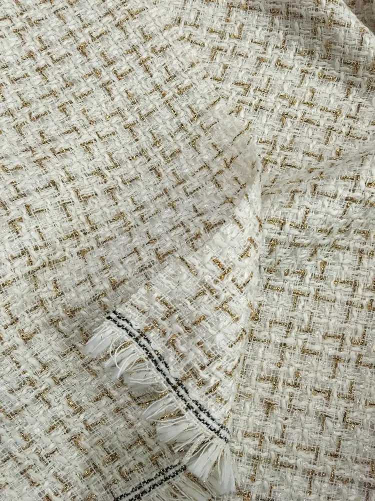 Женская твидовая ткань с металлической золотой нитью 7 цветов | Дом и сад