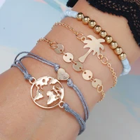 hocole 5 pcsset charm bracelets bangles for women fashion gold color strand heart bracelets sets jewelry party gift accessories