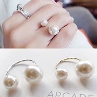 authentic hand act the role ofing is tasted u shaped opening adjustable size pearl ring of elegant women bridal sets party round