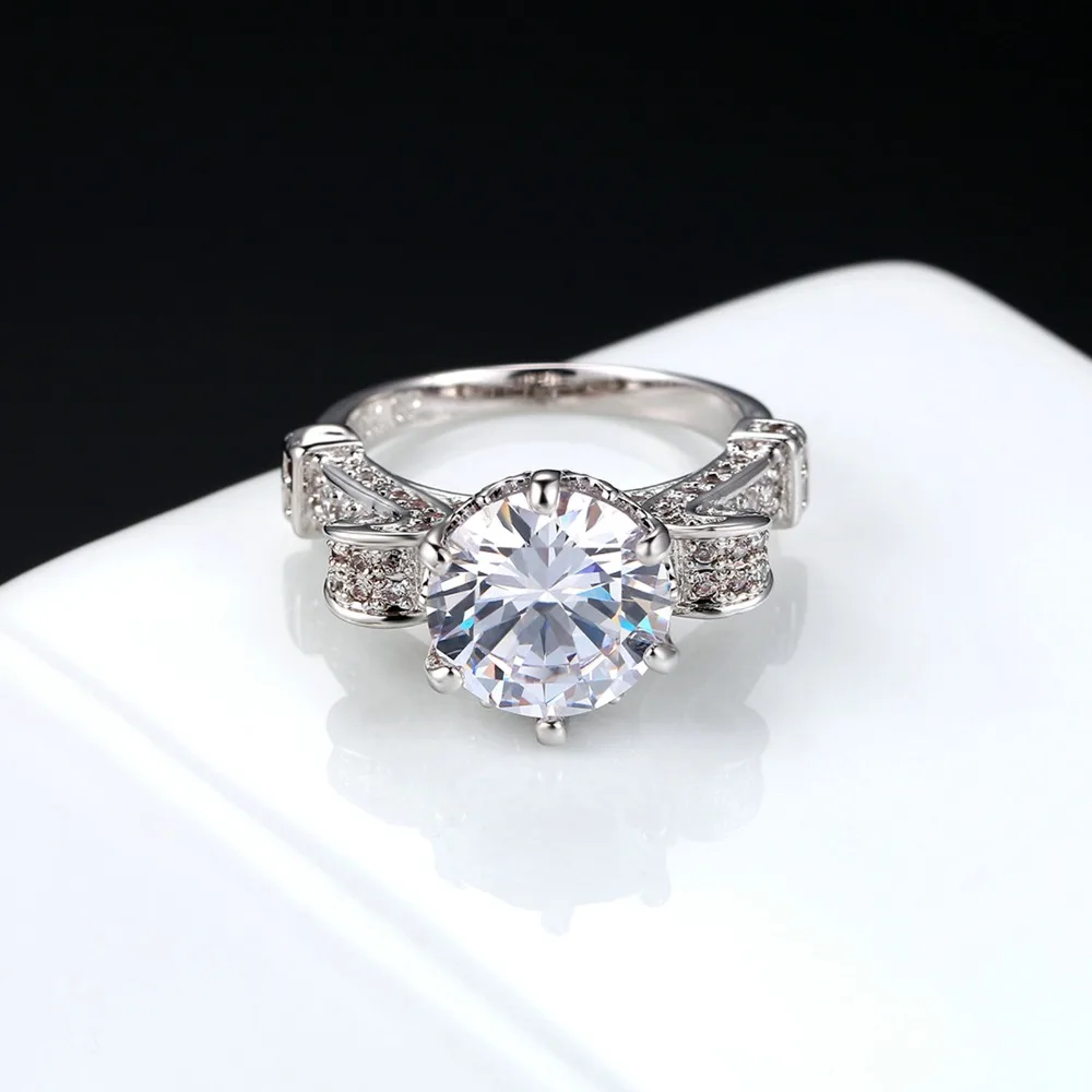Visisap, роскошное кольцо с чашкой, 8ct, прозрачный кубический цирконий, королевские кольца для женщин, свадебные, размер 5-10, модные ювелирные изделия, белое золото, цвет VSR289