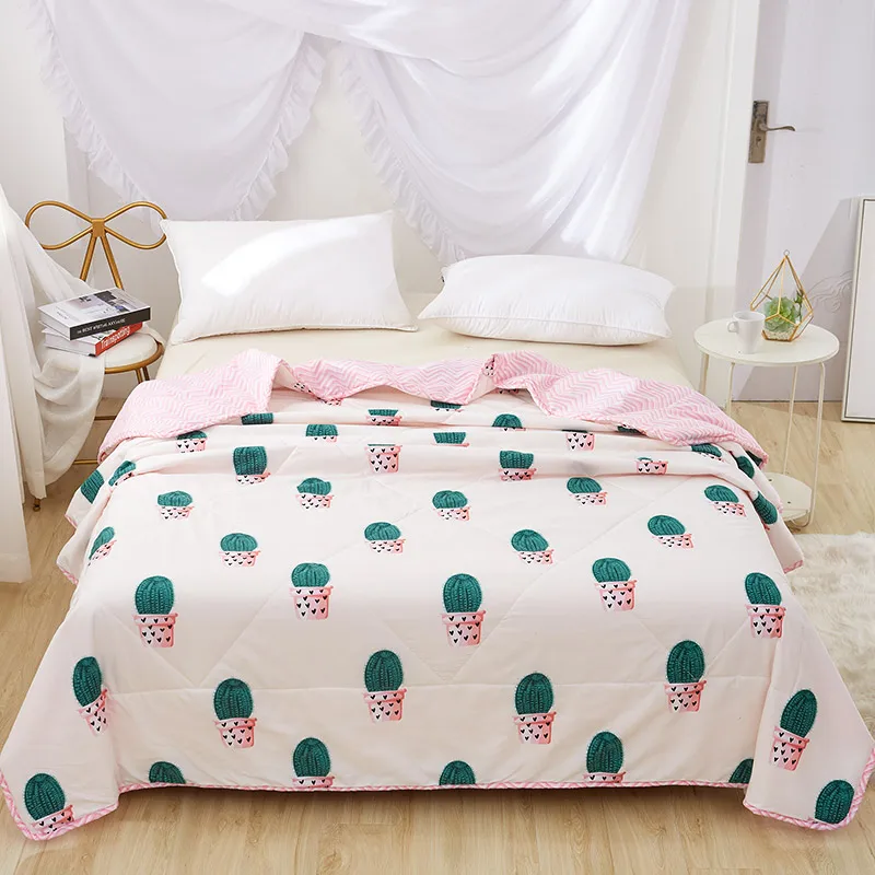 Новое летнее зеленое заводов печатных кондиционер одеяло покрывала для постели