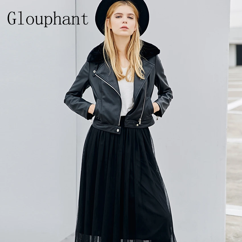 Glouphant модные новые зимние основной шерстяной мягкий Искусственная кожа куртка