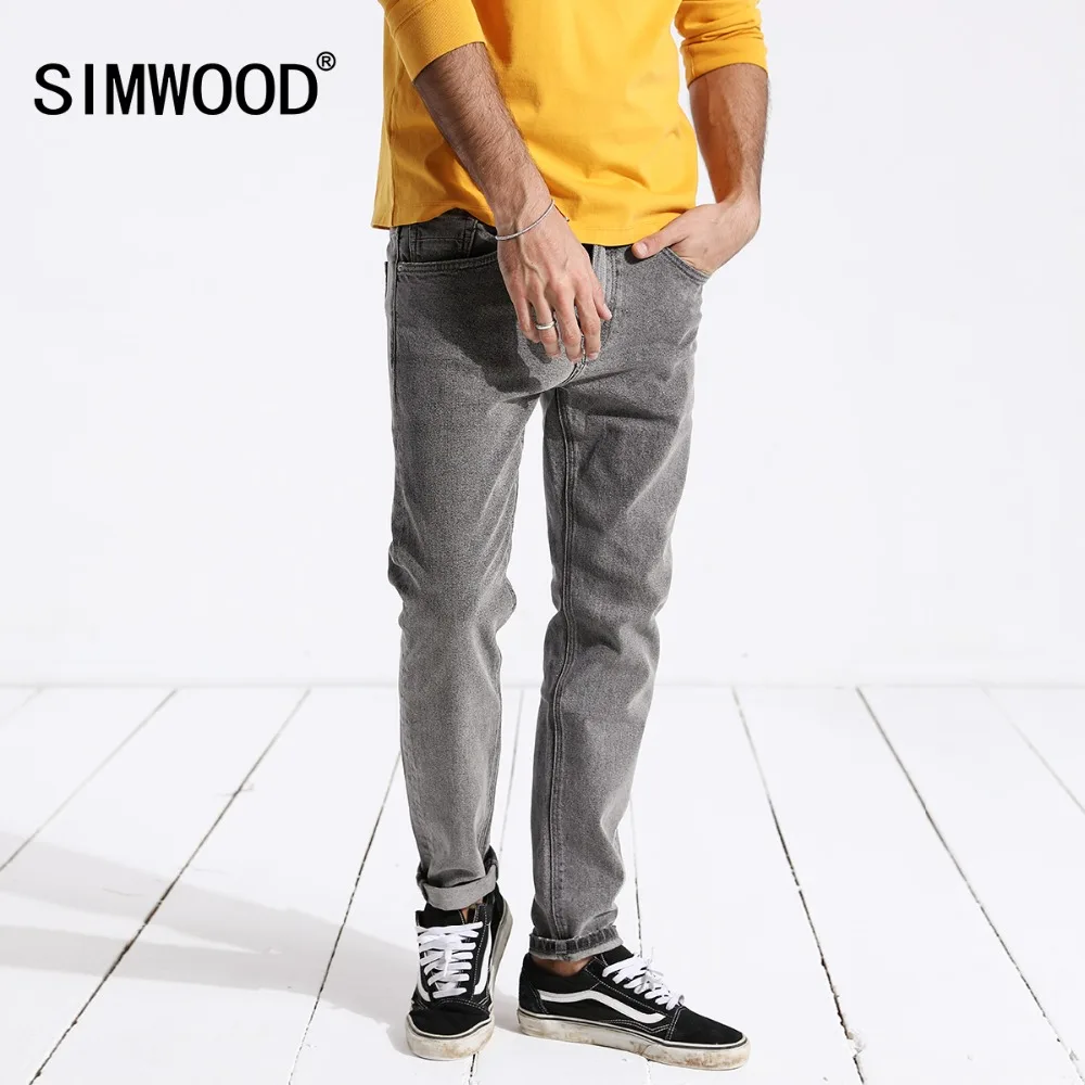 SIMWOOD Новое поступление 2019 Винтаж джинсы мужские повседневные Лидер продаж тонкий