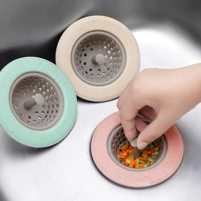 Silicone Wheat Straw Kitchen Sink Strainer Bathroom Shower Drain Drains Cover Colander Sewer Hair Filter | Обустройство дома
