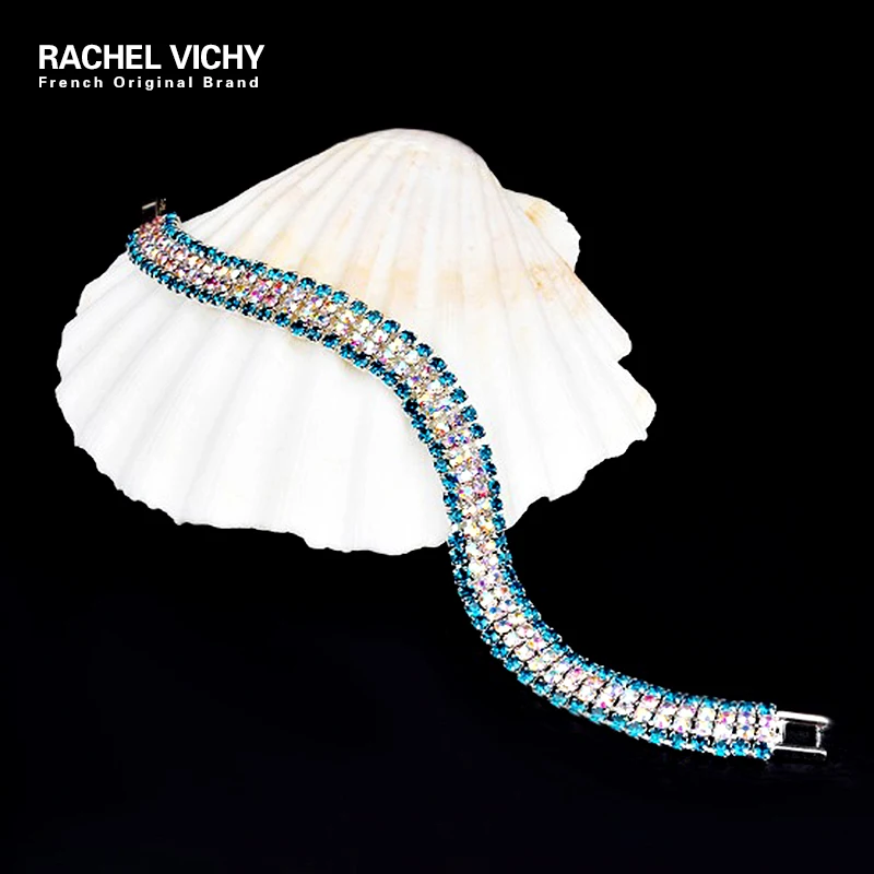 RACHEL VICHY сверкающий кубической формы циркониевый CZ браслеты серебряного цвета