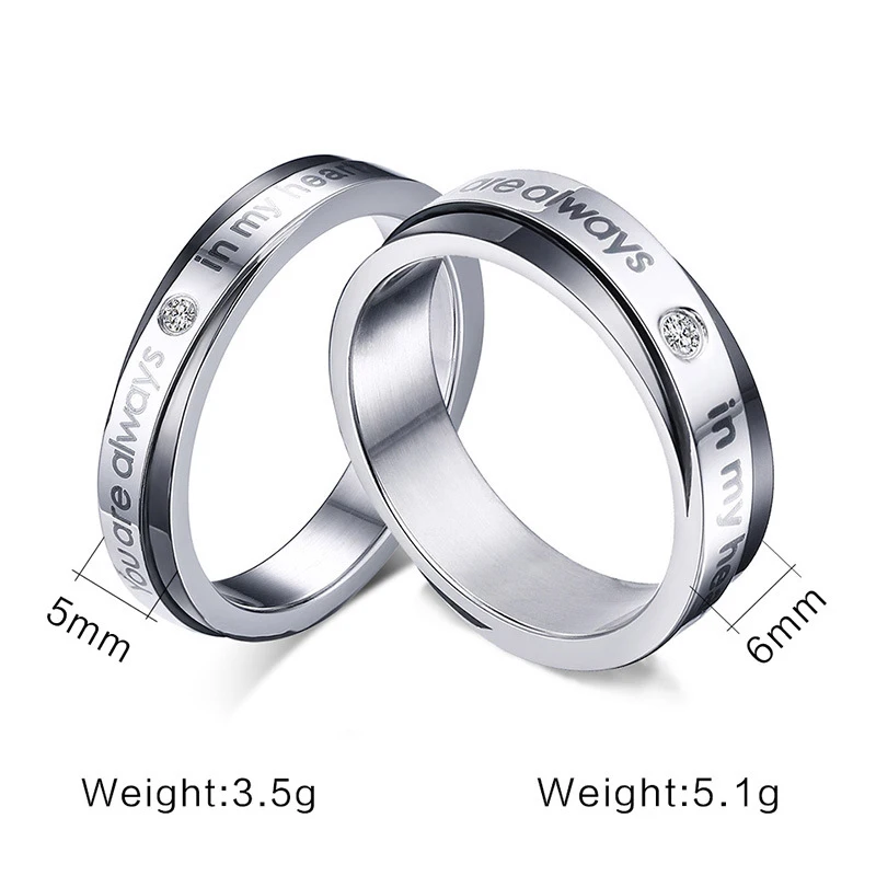 New Arrival 316L Stainless Steel Mosaic Rhinestone Couple Rings Endless Love Engagement Ring For Women Men VR311 | Украшения и