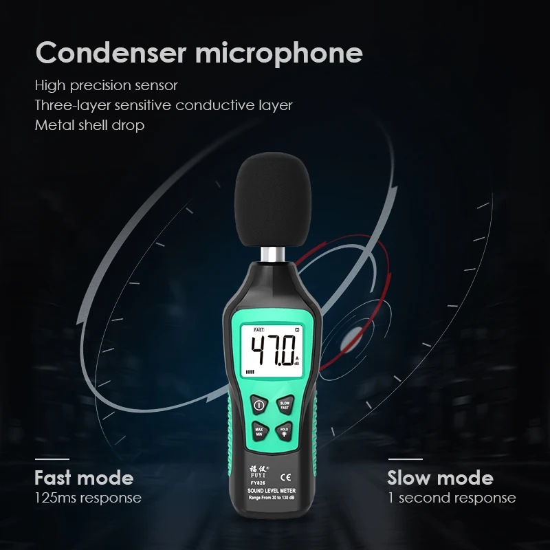 Digital Sound Level Meter 30-130dB Noise Volume Measuring Instrument Decibel Monitoring Tester Fast/Slow Two Modes | Инструменты