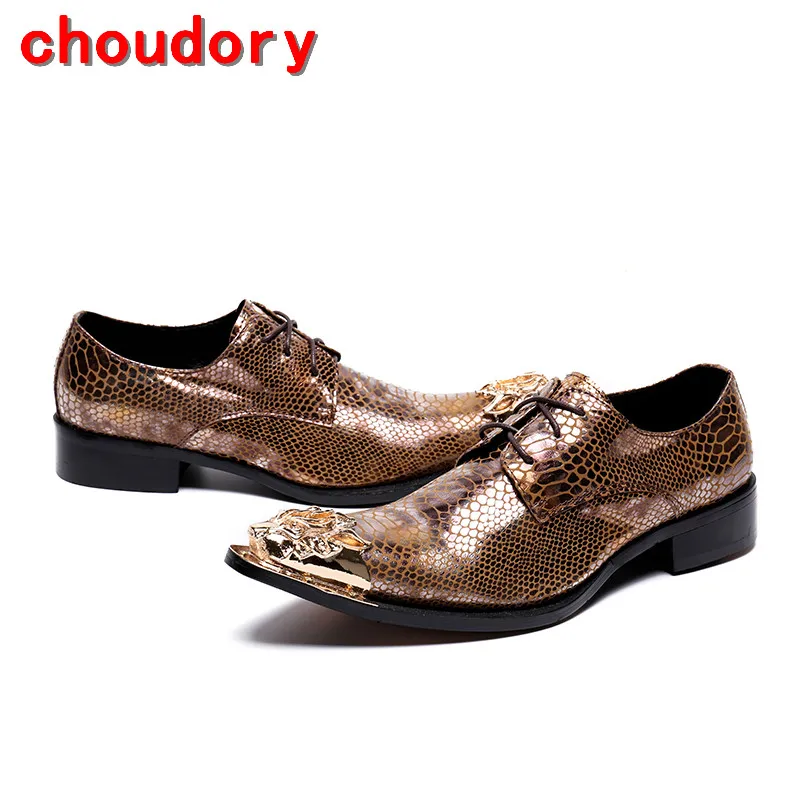 Мужские туфли оксфорды из кожи питона Choudory классические крокодиловой на скрытом