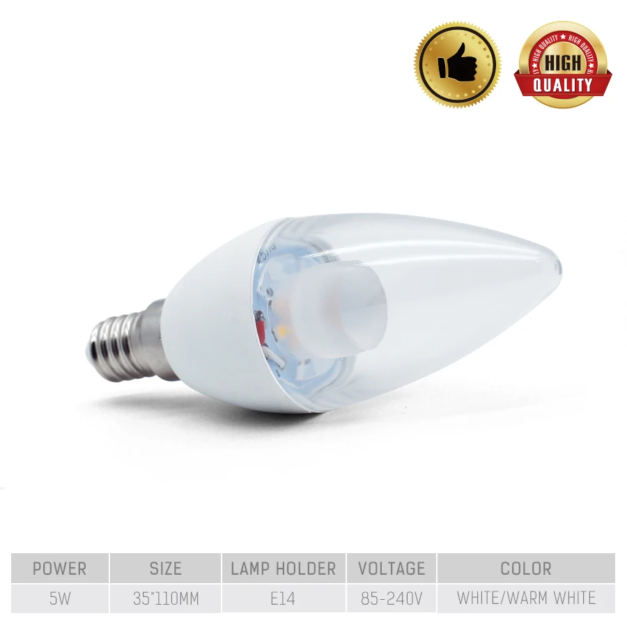 E14 AC 110 V 220 85 240 5 W Встраиваемые тёплого/белая лампочка светодиодный прозрачный
