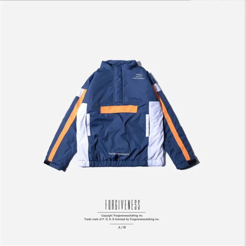 Дропшиппинг 2018 новая зимняя прилив бренд подбора цвета Толстая куртка с