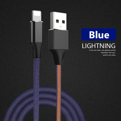 Цветная джинсовая плетеная линия передачи данных Apple Android TYPE-C Lexus Huawei Быстрая