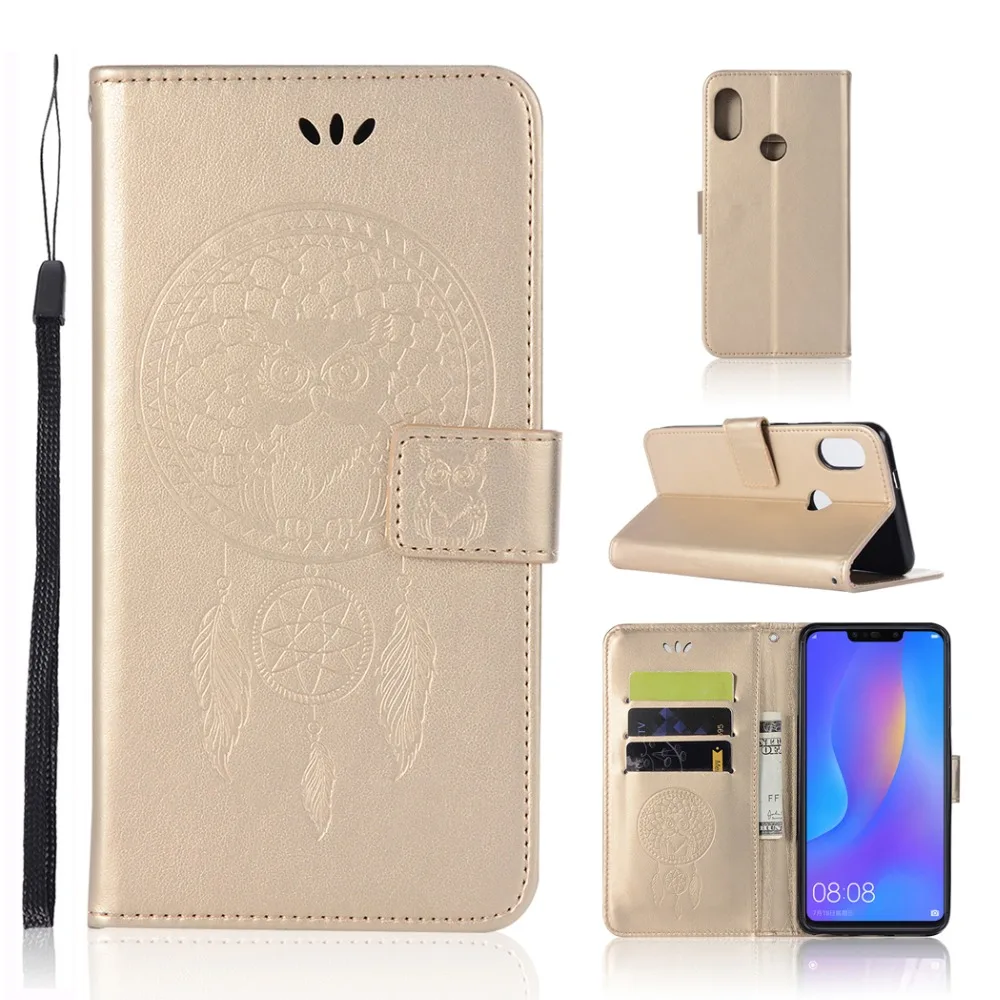 Чехол книжка с 3D рисунком совы для Huawei Honor 8C кожаный чехол бумажник подставкой 6 26