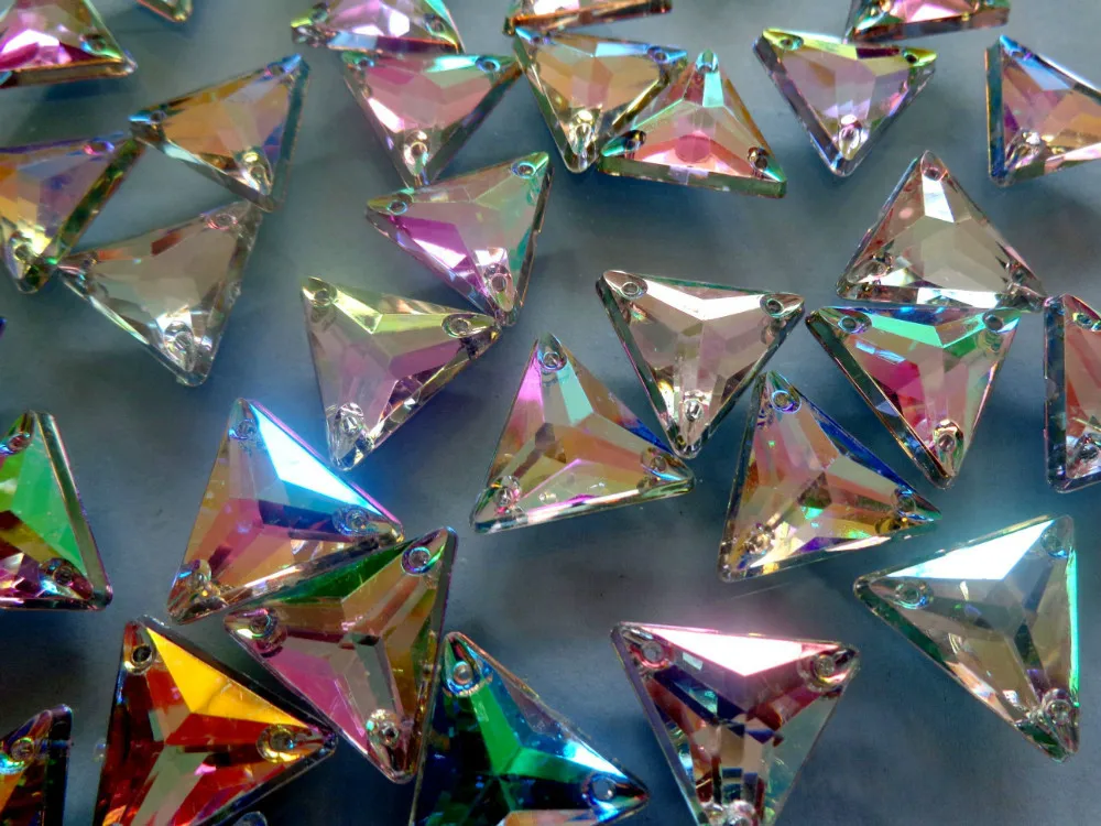 Loose beads triangle 16mm AB colour Acryl crystal flatback sew on gemstones Rhinestone hand sewing strass diamond 100pcs/bag | Дом и сад