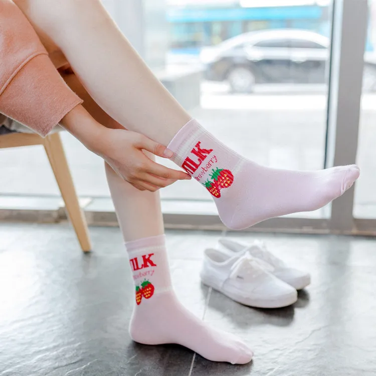 5 пар в упаковке Хлопковые женские носки средней длины корейские модели