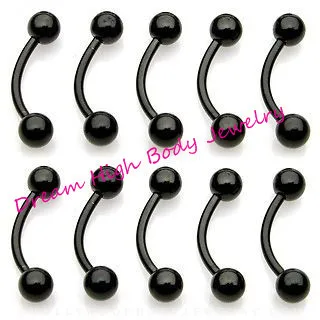 

HENGKE Black Eyebrow Ring Curved 16G Vacuum Titanium Nose Ring Eyebrow piercing Lip Stud Fashion Body Piercing Jewelry