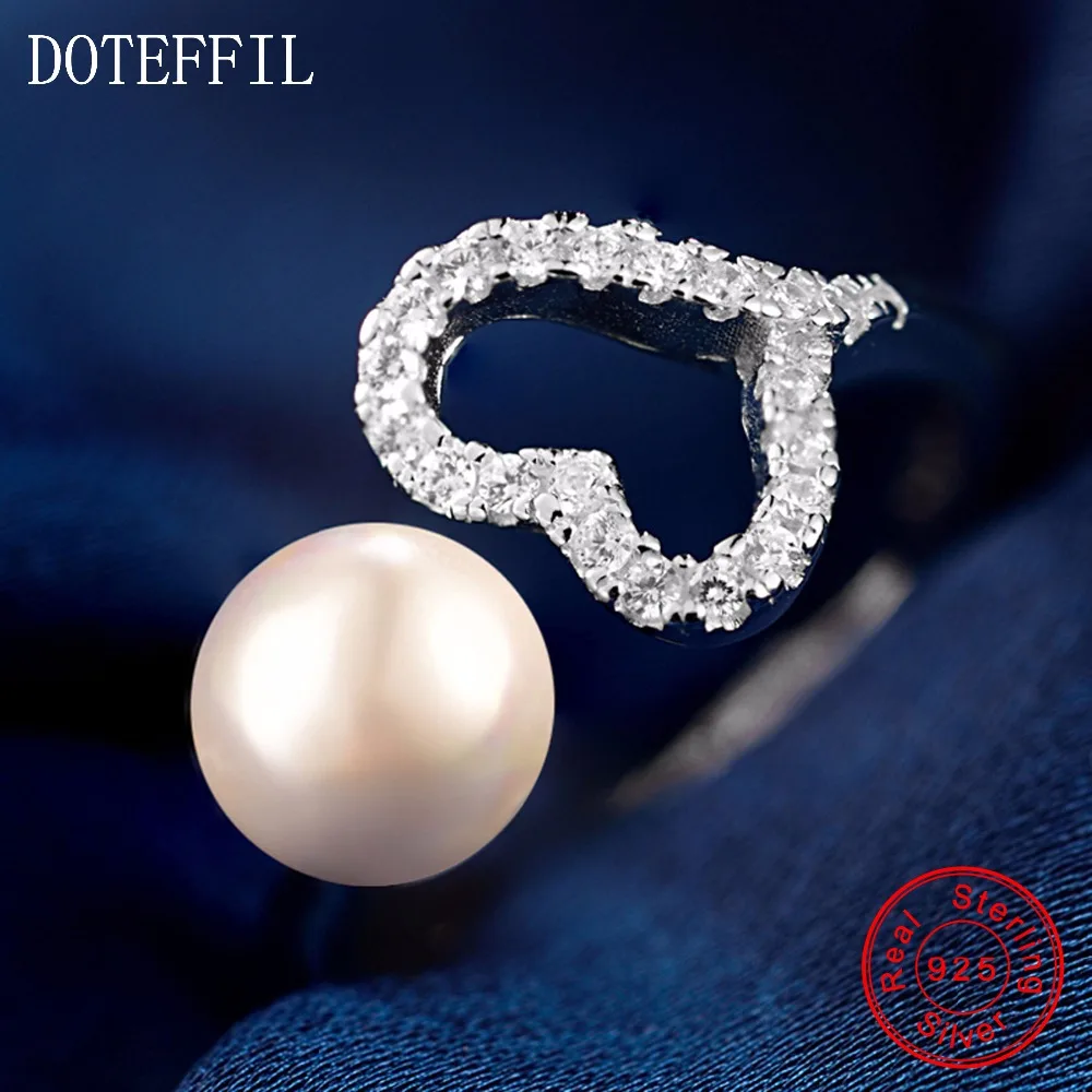 Женское кольцо из серебра 100% пробы с жемчугом|925 silver ring|heart ringfashion rings women |