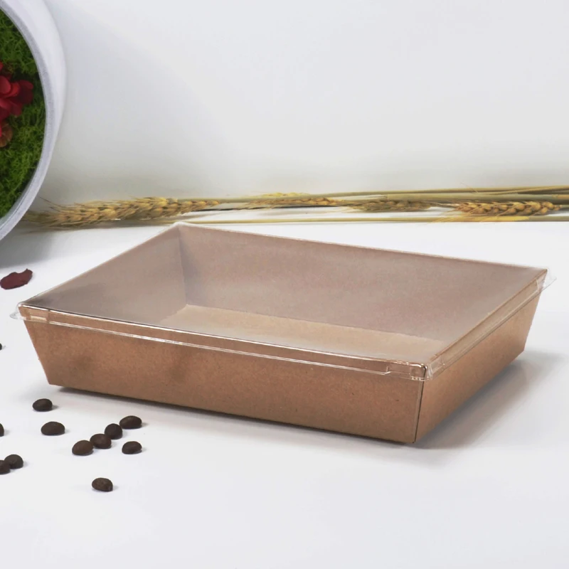 

Food Grade Kraft Paper Box Disposable Waterproof & Anti-Oil Take Away Box Packing French Fries Fried Food Tray