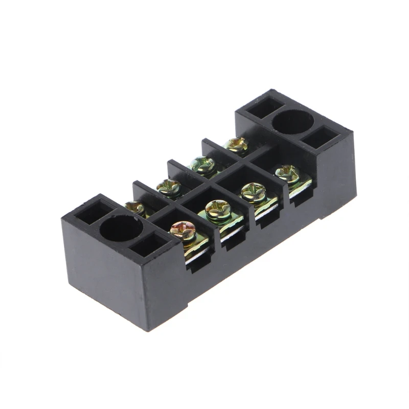 

600V 15A 4 Positions Dual Rows Covered Barrier Screw Terminal Block Strip