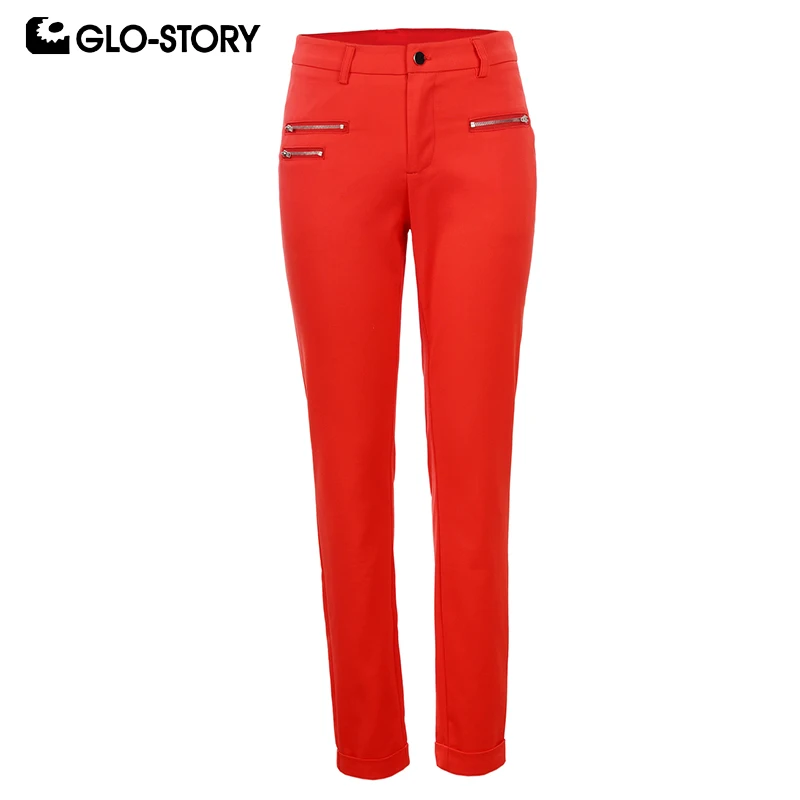 

GLO-STORY 2018 New Arrive Women Pants Excellent Quality Full Length Elegant Pencil Pants Solid 2 Color Women Trousers WSK-1186