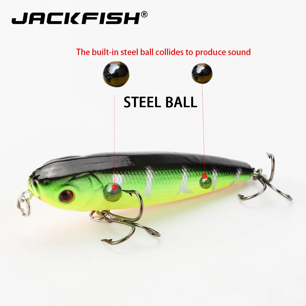 JACKFISH Topwater плавающая приманка-карандаш крючки кренкбейты 8 г 80 мм 5 цветов приманка