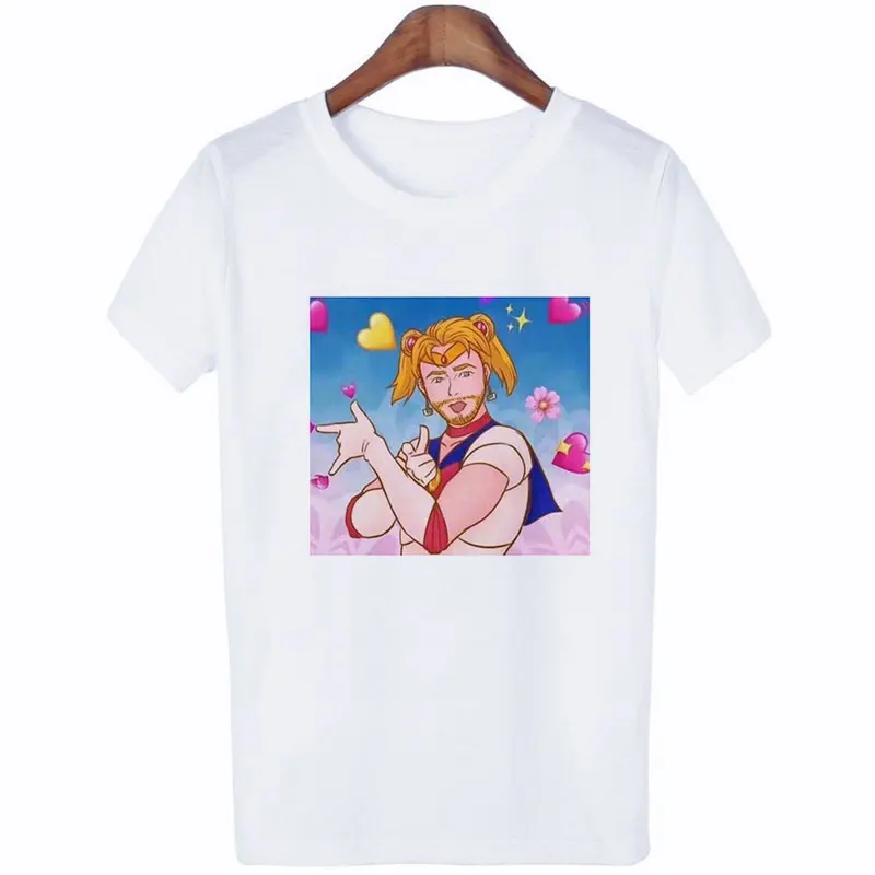 Летний топ Kuso Сейлор Мун Футболка с принтом Harajuku Kawaii женская одежда Забавные