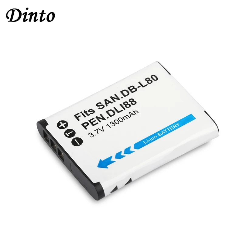 

DINTO 1300mAh DB-L80 D-LI88 D LI88 DB-L80A Camera Battery for Sanyo VPC-CG10 CG20 PENTAX VPC-CG88 CG100 DB-L80AU DBL80 DB L80