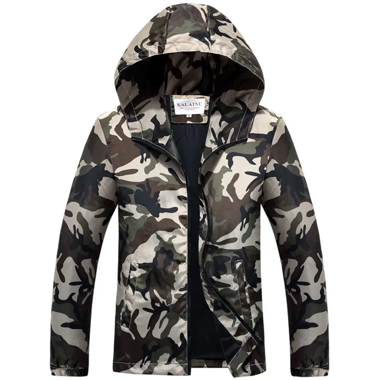 Army Green Новая камуфляжная куртка, пальто для мужчин плюс размер 5XL с капюшоном камуфляжная куртка для мужчин Slim Fit мужские ветровки куртки с капюшоном - Цвет: Army Green