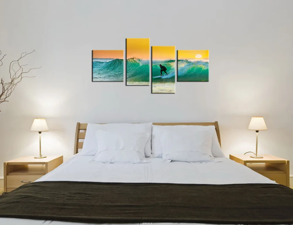 4 шт. парусиновая настенная печать серфер для серфинга летний водный спорт под