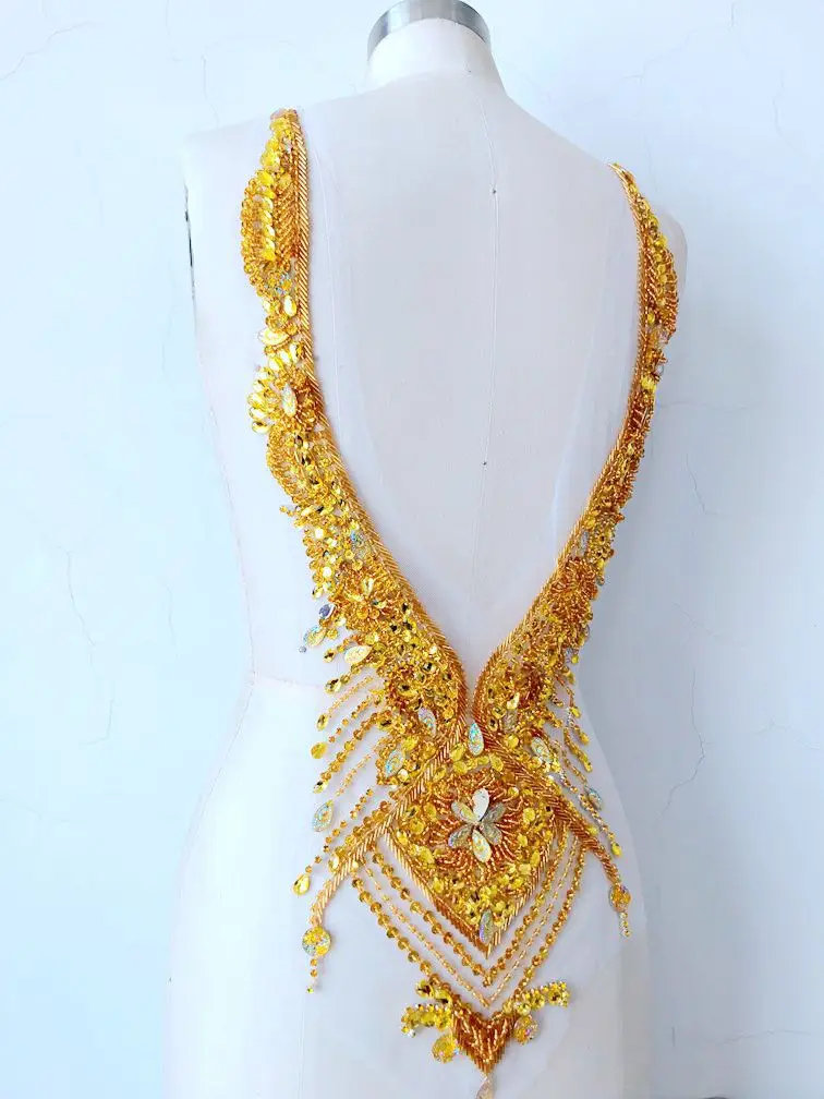 GLACE 1piece New 100% handmade multicolor rhinestone decals DIY Supplies beaded sequins wedding dress TX476 | Дом и сад