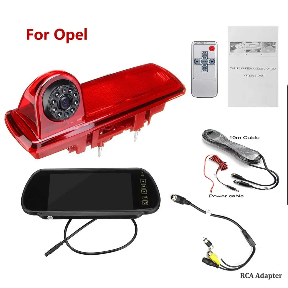 monitor with camera Автомобильный тормозной светильник, камера заднего вида для Opel vivaro, парковочная камера заднего вида, резервная камера HD, ночное видение, водонепроницаемая - Название цвета: monitor with camera